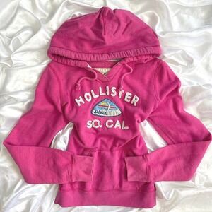 Hollister California Pink Pullover Hoodie Del Mar Patch Logo Large